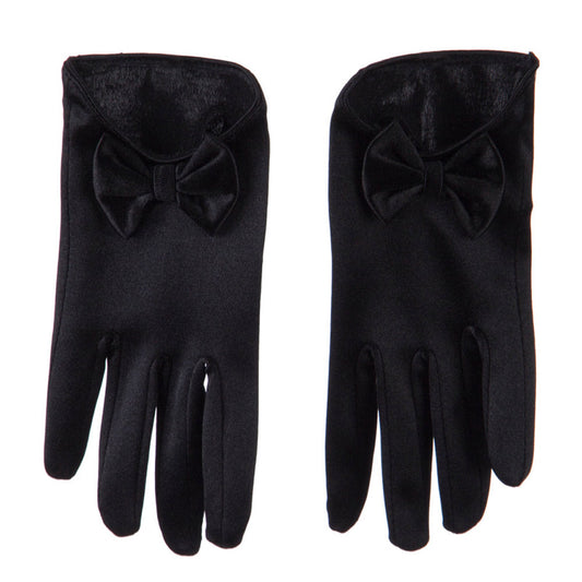 Women's Satin Low Cut Glove With Bow Accent