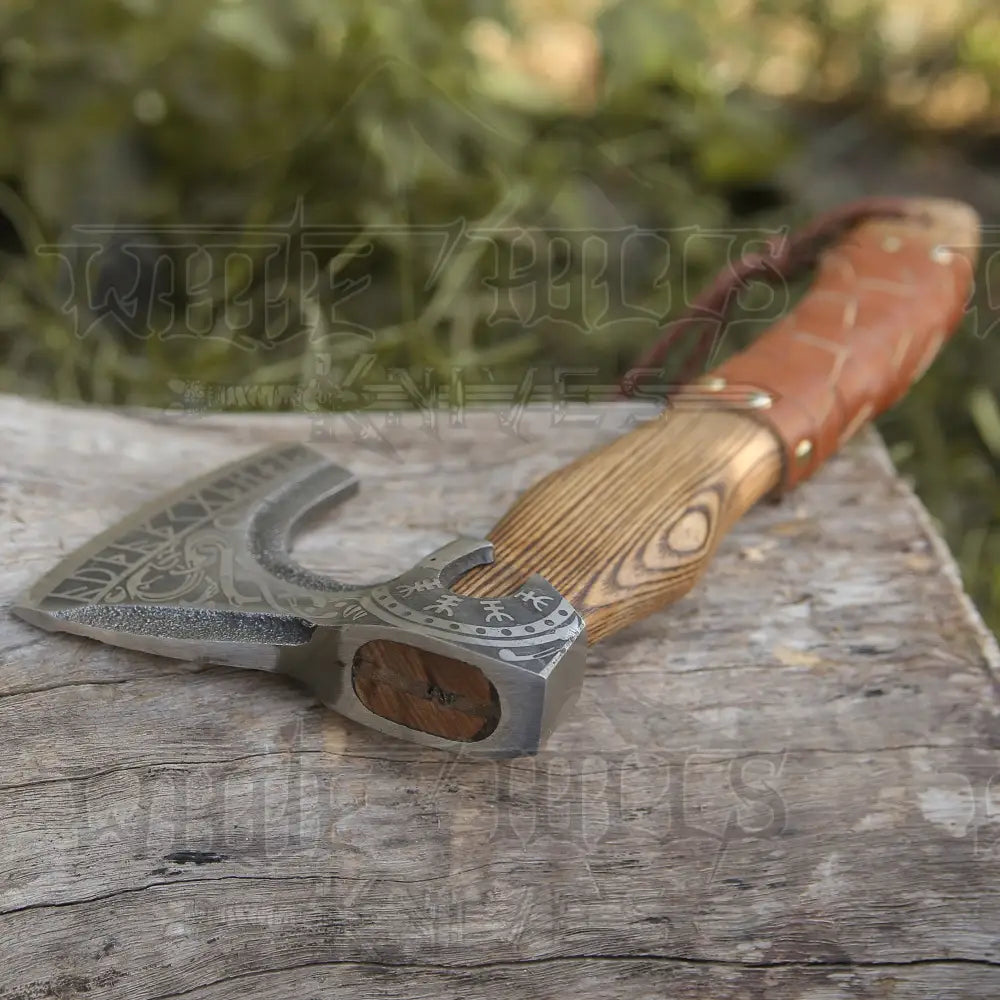 Small Forged Carbon Steel Medieval Wood Axe with Ash Wood Shaft - Viking Axe X800-14
