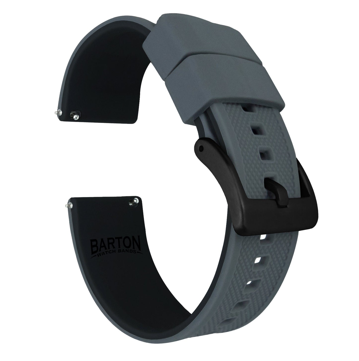 Smoke Grey Top Black Bottom Elite Silicone Watch Band