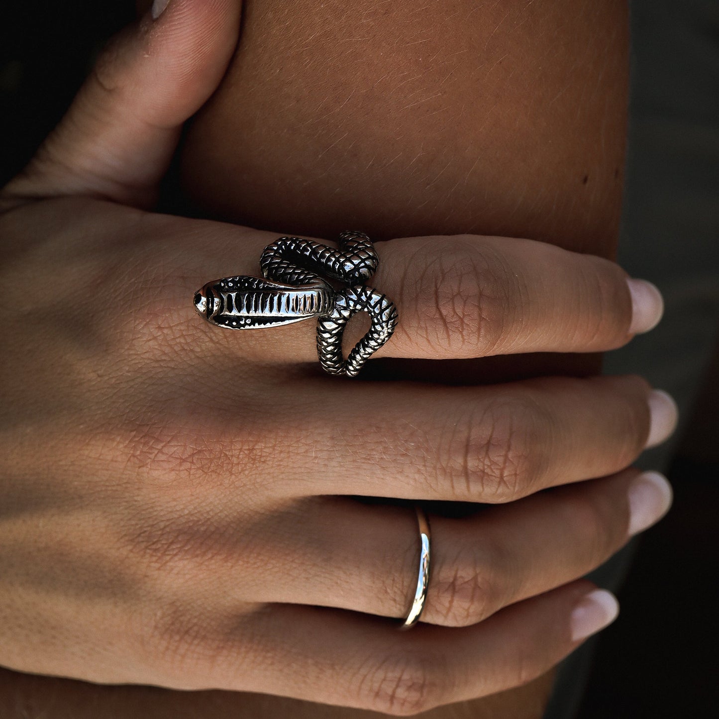 Stainless Steel Polished Cobra Unisex Ring