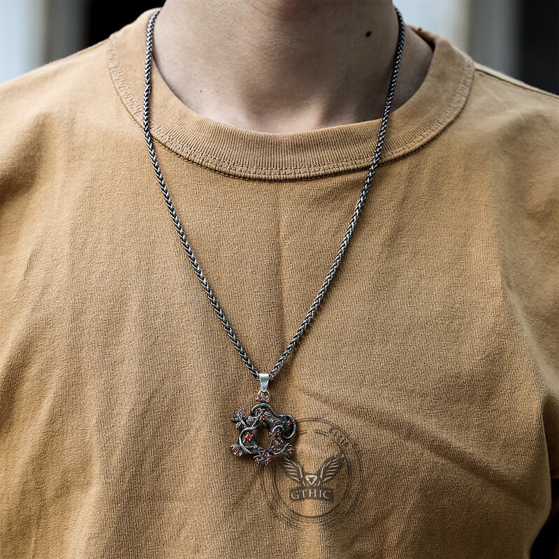 Snake Entwined Star Stainless Steel Pendant