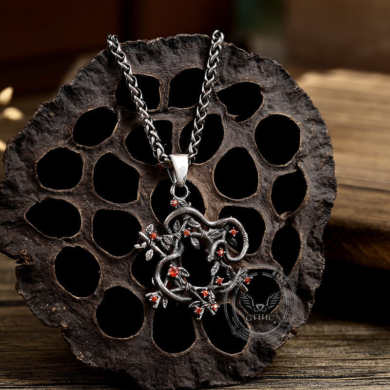 Snake Entwined Star Stainless Steel Pendant