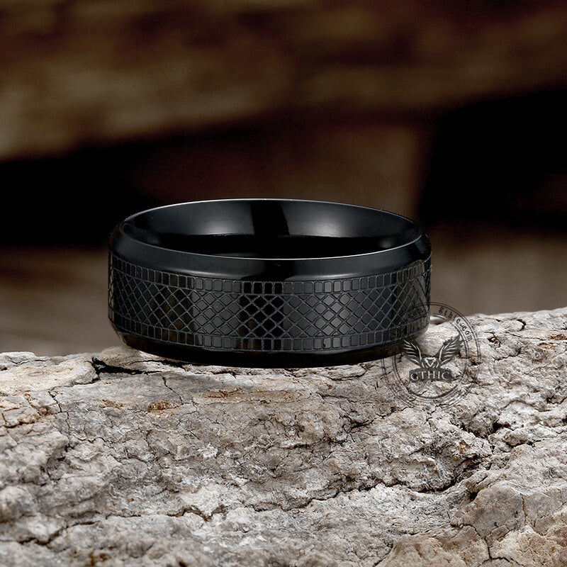 Snake Scale Pattern Stainless Steel Band Ring