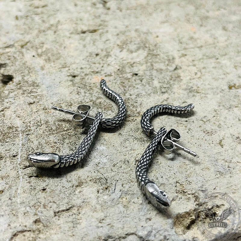 Snake Stainless Steel Punk Stud Earrings
