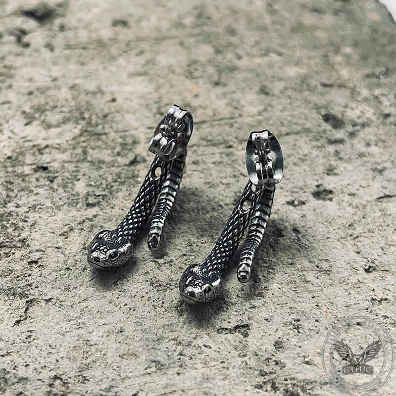 Snake Stainless Steel Punk Stud Earrings