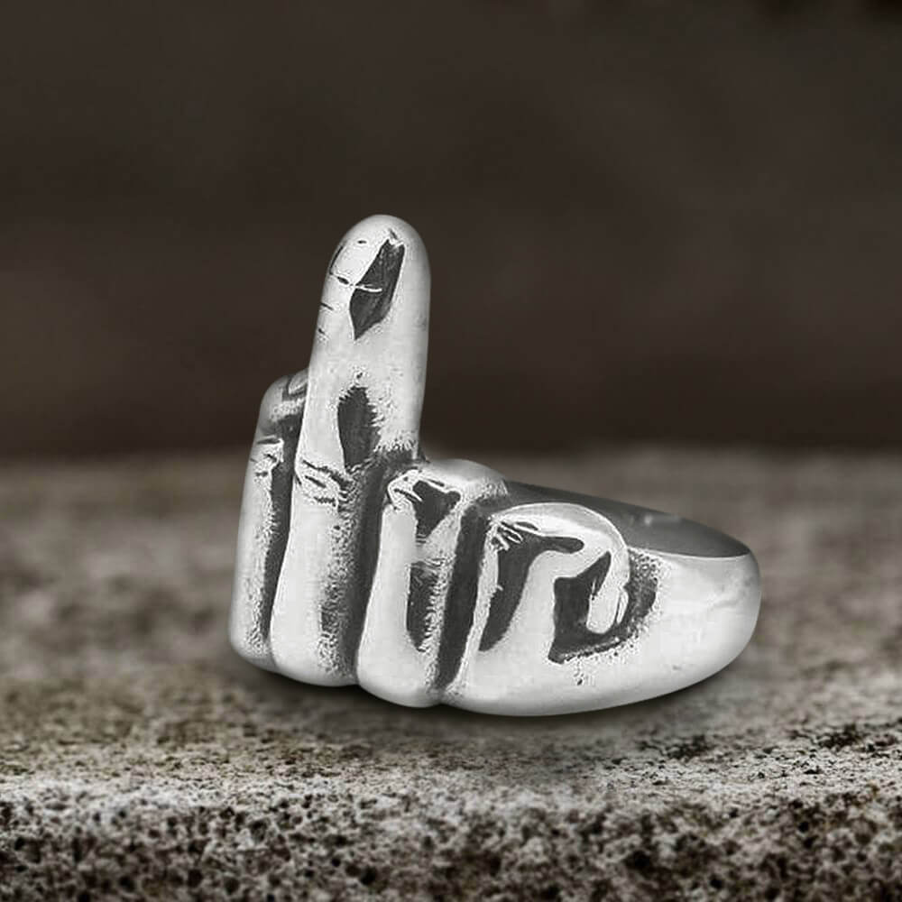 Middle Finger Stainless Steel Ring