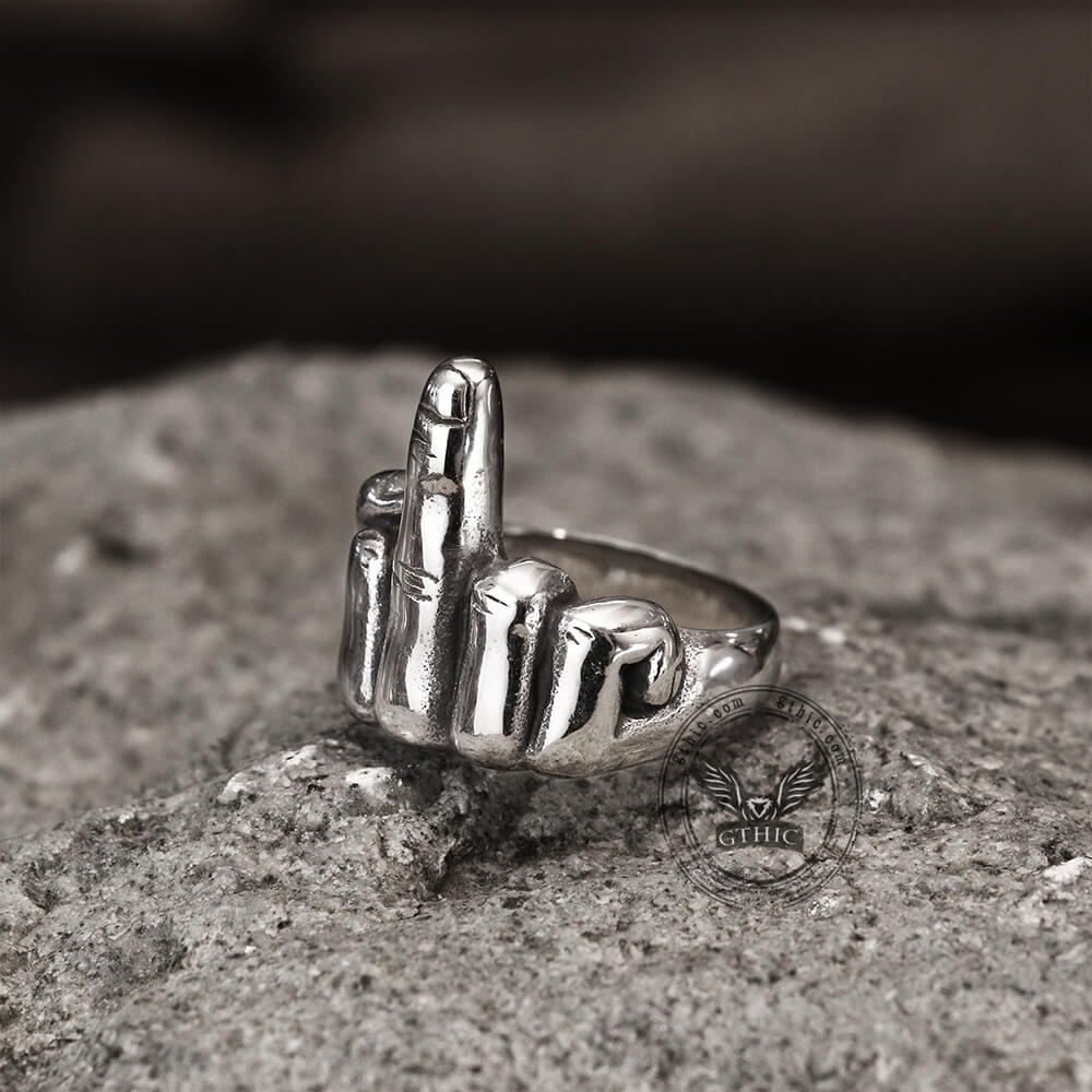 Middle Finger Stainless Steel Ring