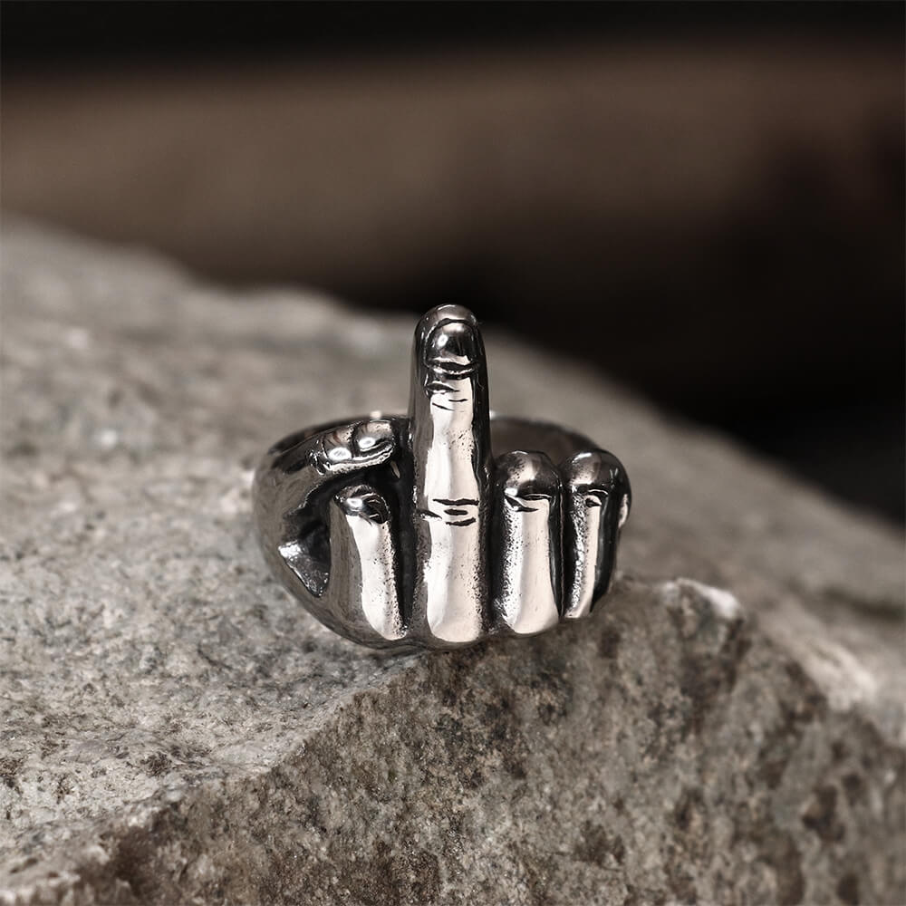 Middle Finger Stainless Steel Ring