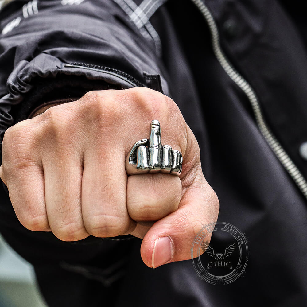 Middle Finger Stainless Steel Ring