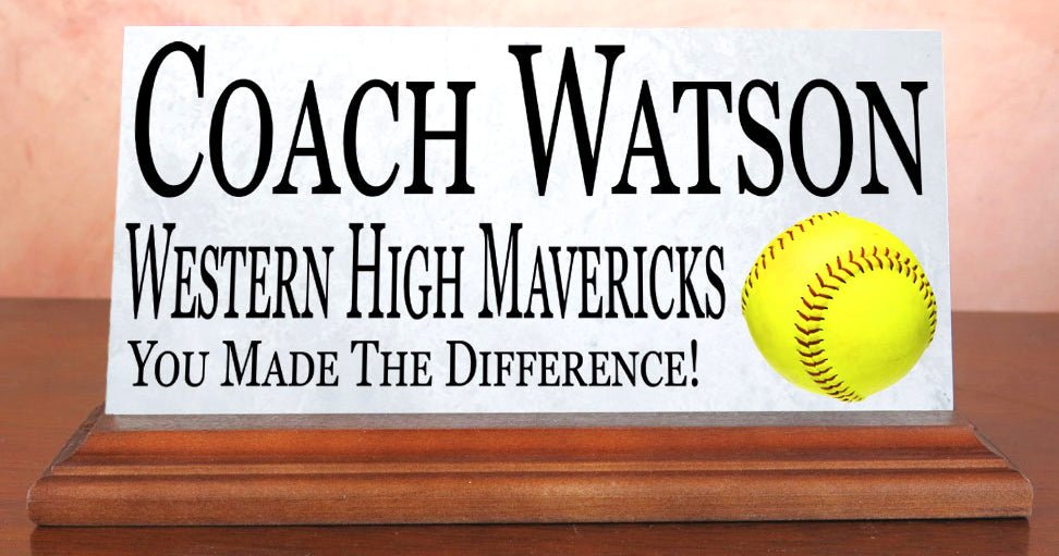 Softball Coach Gift Plaque Custom Team End of Season Gift For Great Coaches