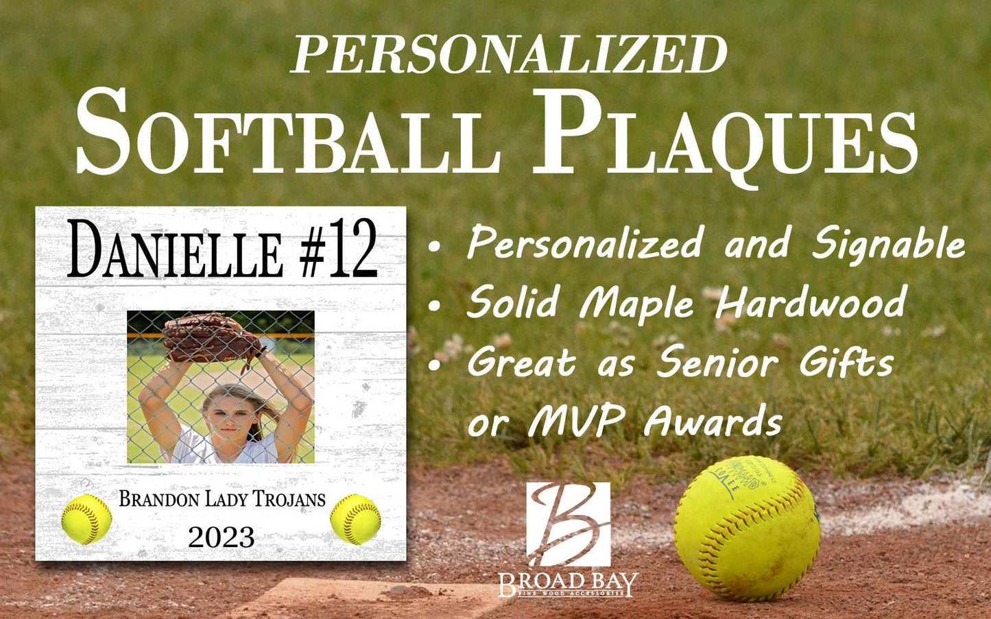 Softball Recognition Award Plaque Photo Frame for MVP or Senior Season End Gift
