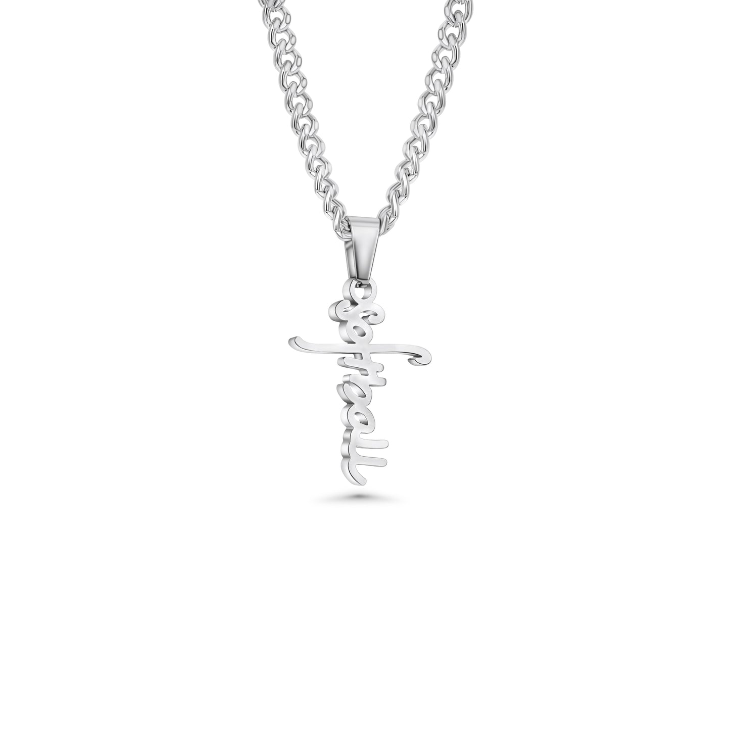 Softball Script Cross Necklace