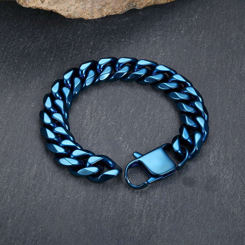 Solid Color Cuban Link Chain Stainless Steel Bracelet