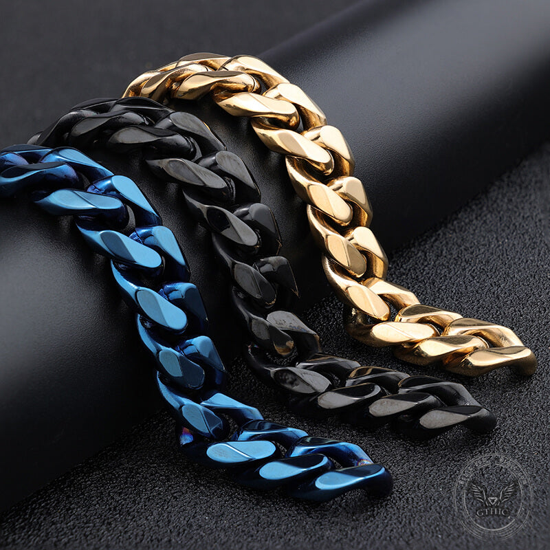 Solid Color Cuban Link Chain Stainless Steel Bracelet