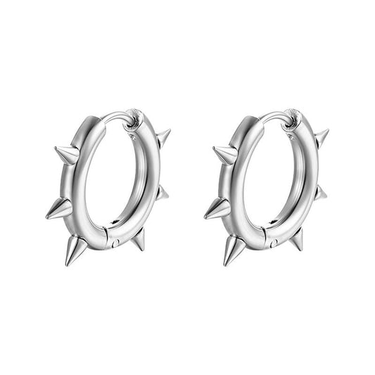 Solid Color Spike Stainless Steel Huggie Earrings