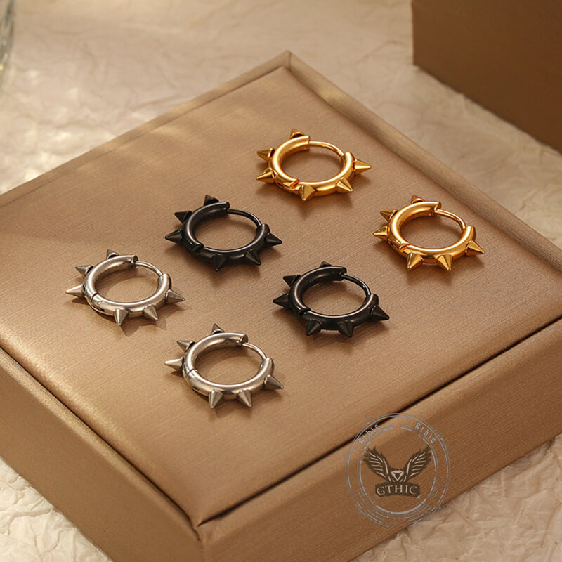 Solid Color Spike Stainless Steel Huggie Earrings