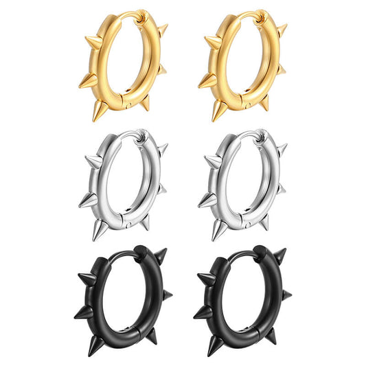 Solid Color Spike Stainless Steel Huggie Earrings
