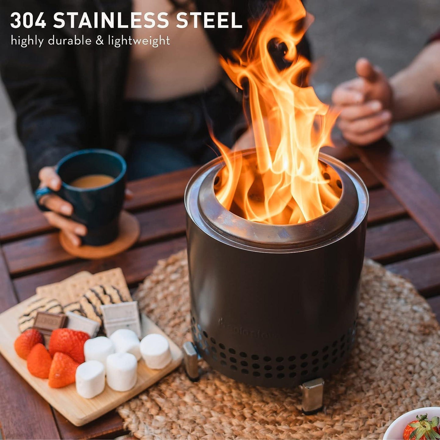 Solo Stove Mesa XL Tabletop Fire Pit with Stand | Low Smoke Outdoor Mini Fire for Urban & Suburbs | Fueled by Pellets or Wood