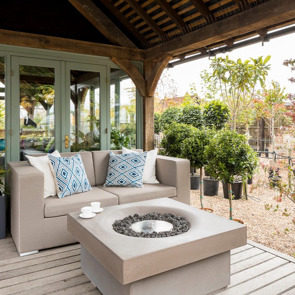 Solus Elevated Halo 36-Inch Square Ultra High-Performance Concrete Gas Fire Pit