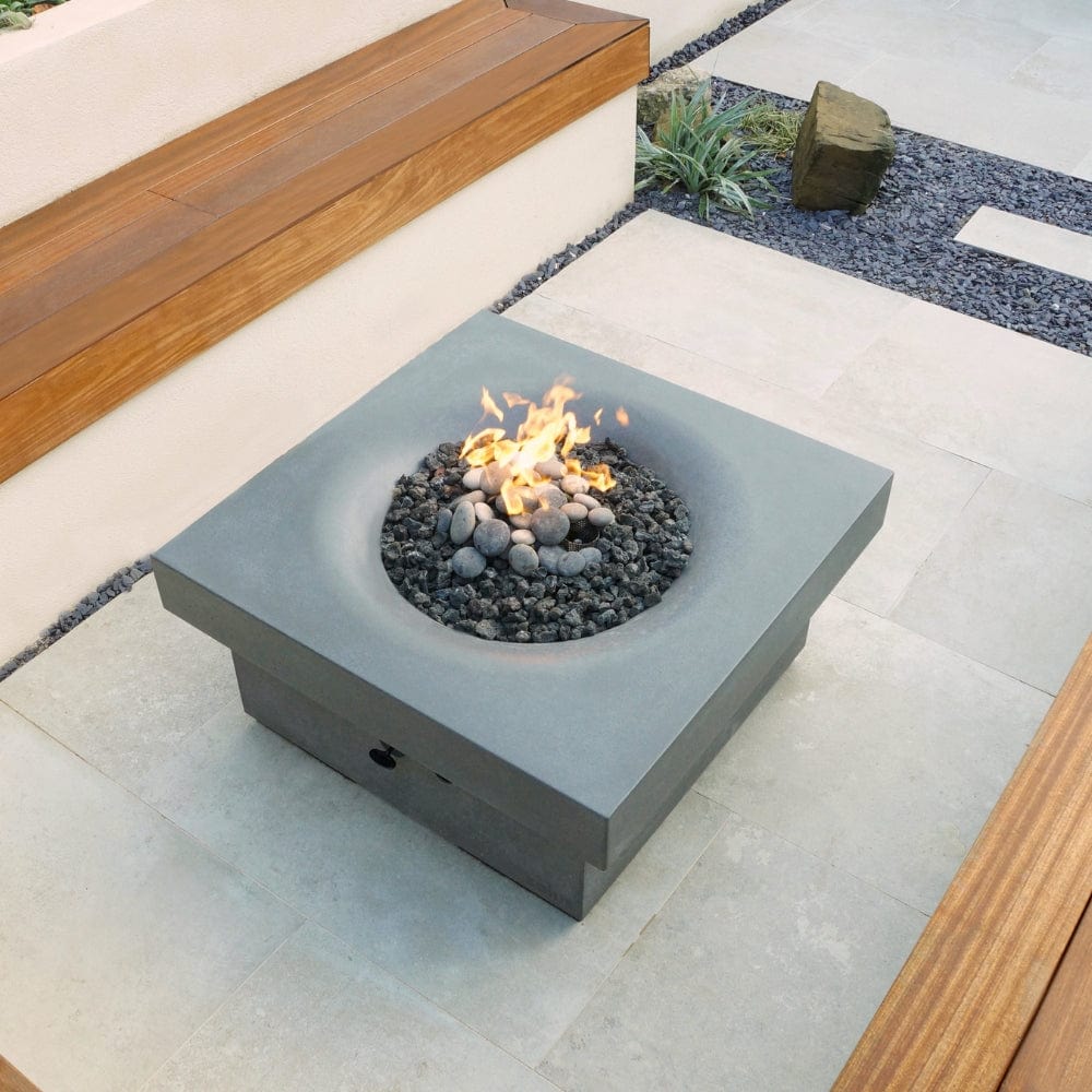 Solus Elevated Halo 36-Inch Square Ultra High-Performance Concrete Gas Fire Pit