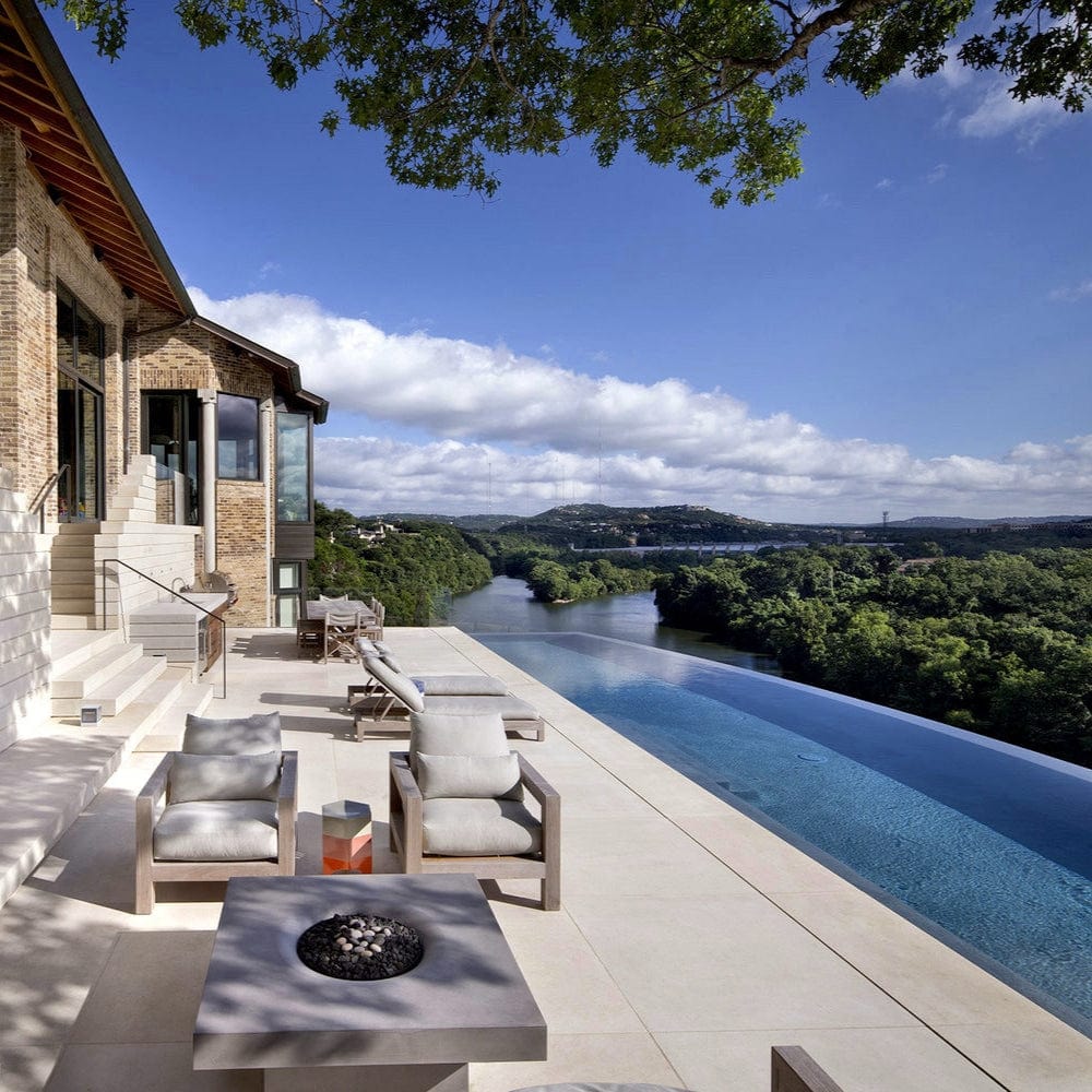 Solus Elevated Halo 48-Inch Square Ultra High-Performance Concrete Gas Fire Pit