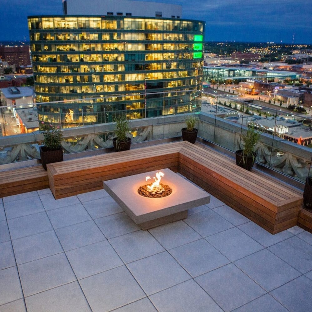 Solus Elevated Halo 48-Inch Square Ultra High-Performance Concrete Gas Fire Pit