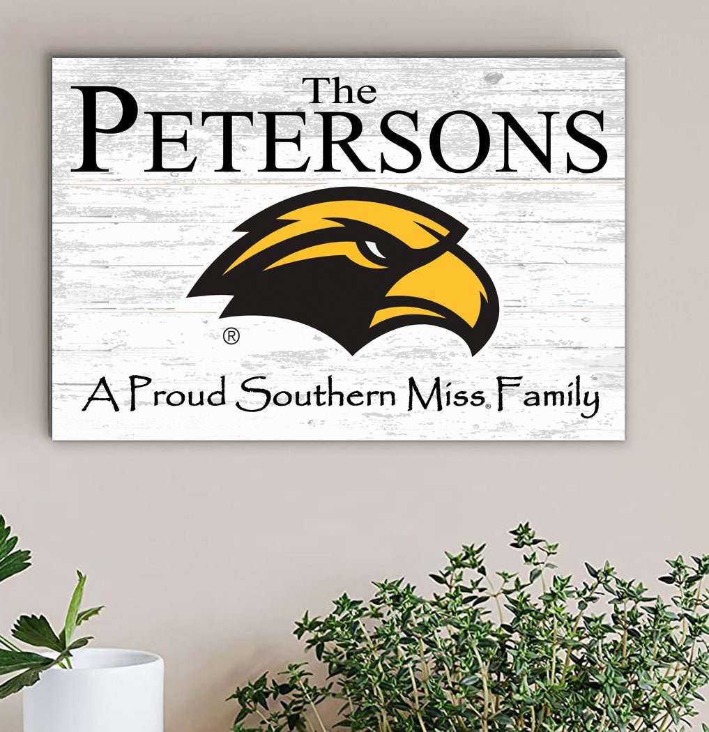 Southern Miss Family Name Sign – Personalized University of Southern Mississippi Wood Sign