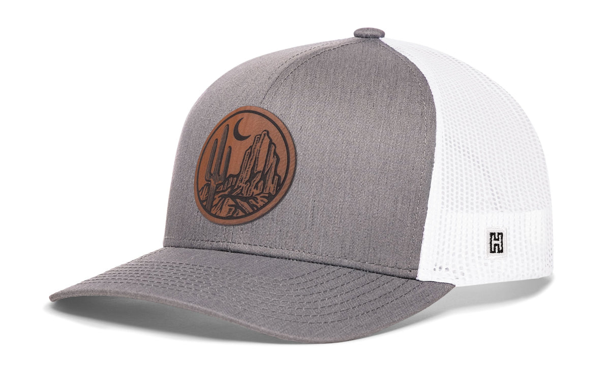 Southwest Sunset Trucker Hat  |  Faux Leather Desert Snapback