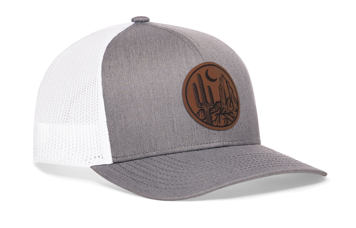 Southwest Sunset Trucker Hat  |  Faux Leather Desert Snapback