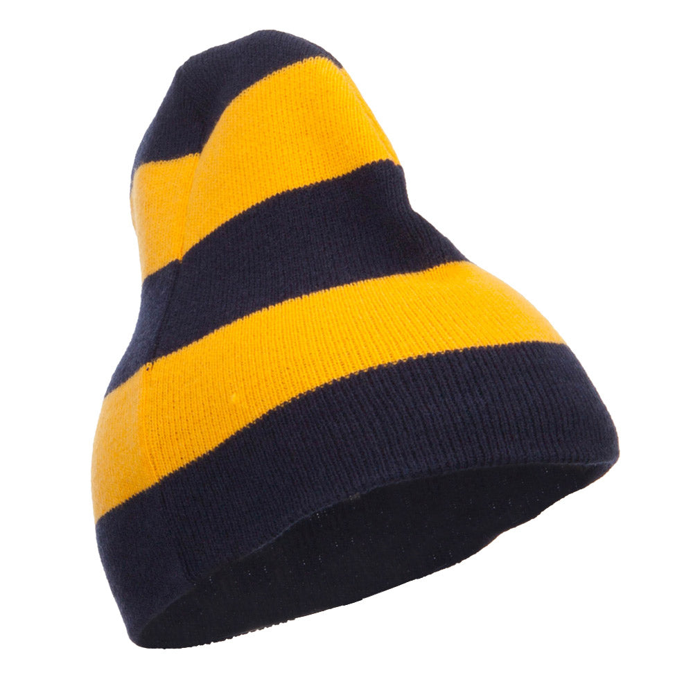 Striped Knit Short Beanie