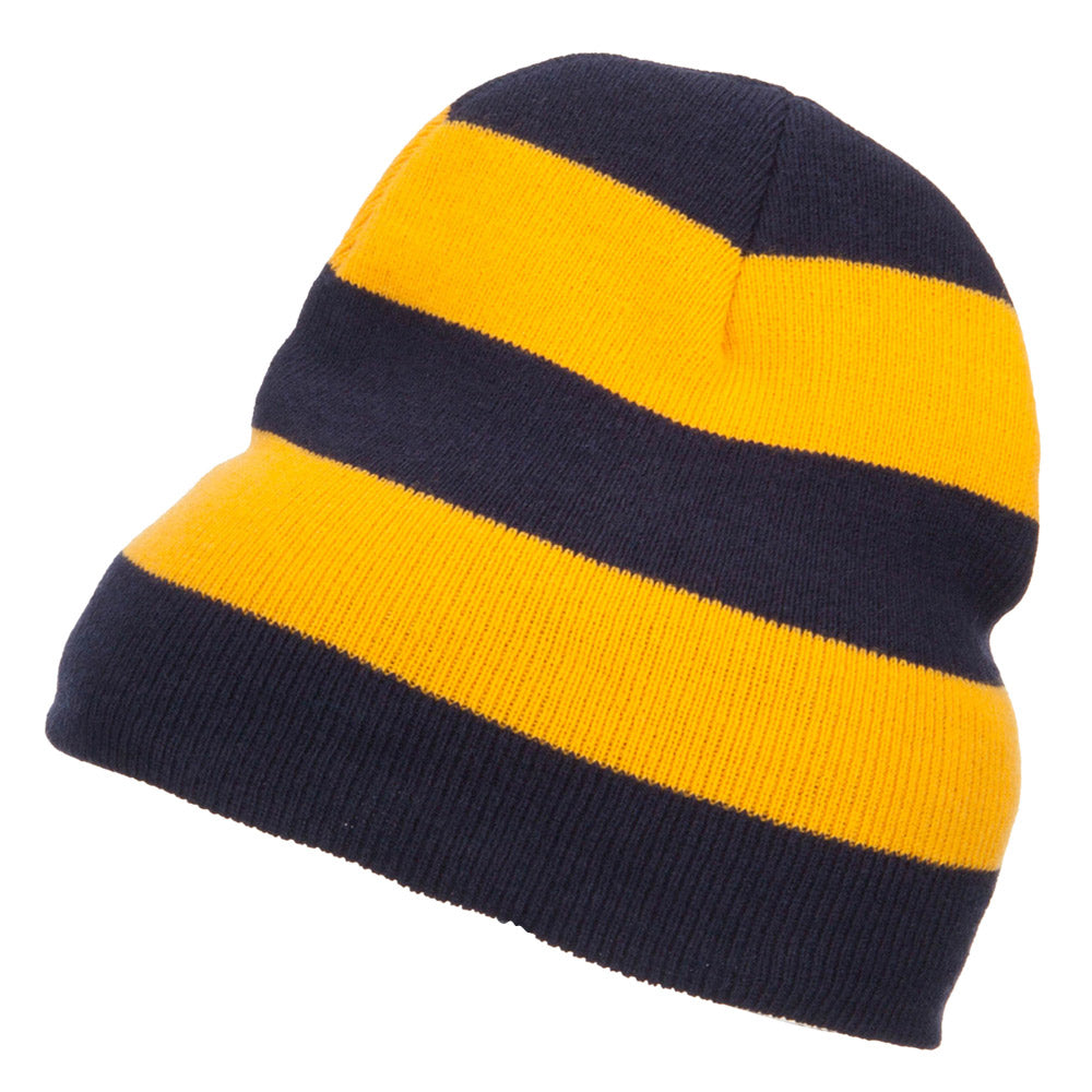 Striped Knit Short Beanie
