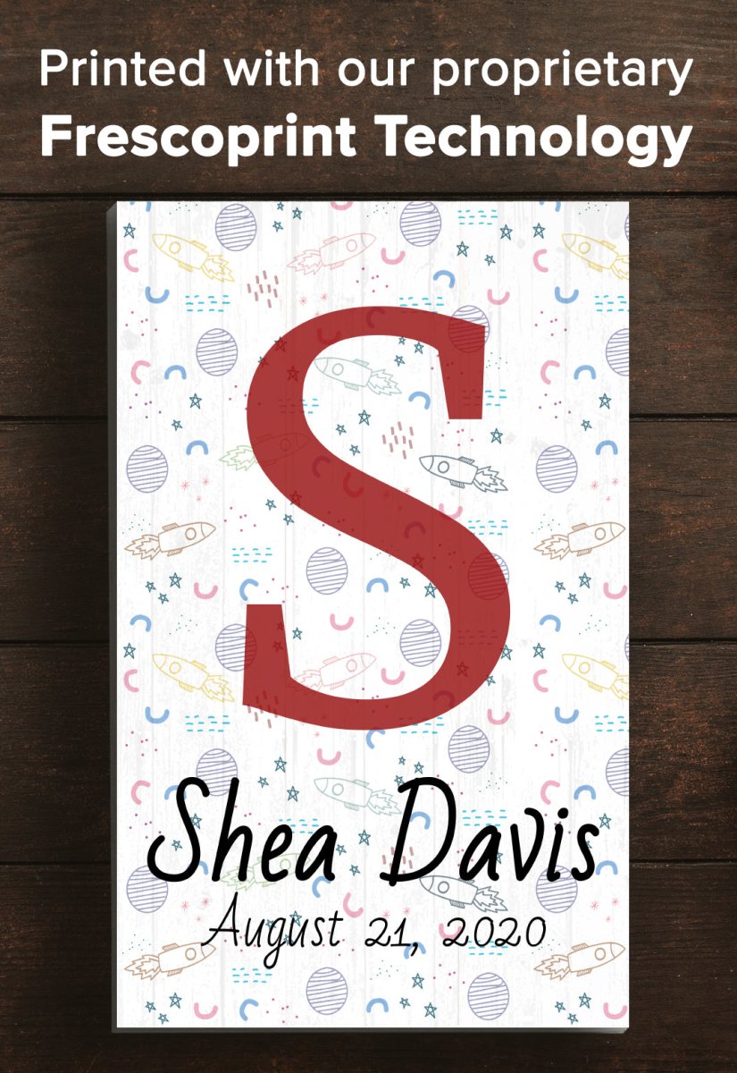 Space Theme Personalized Child's Monogram Name Sign Nursery Bedroom Decoration