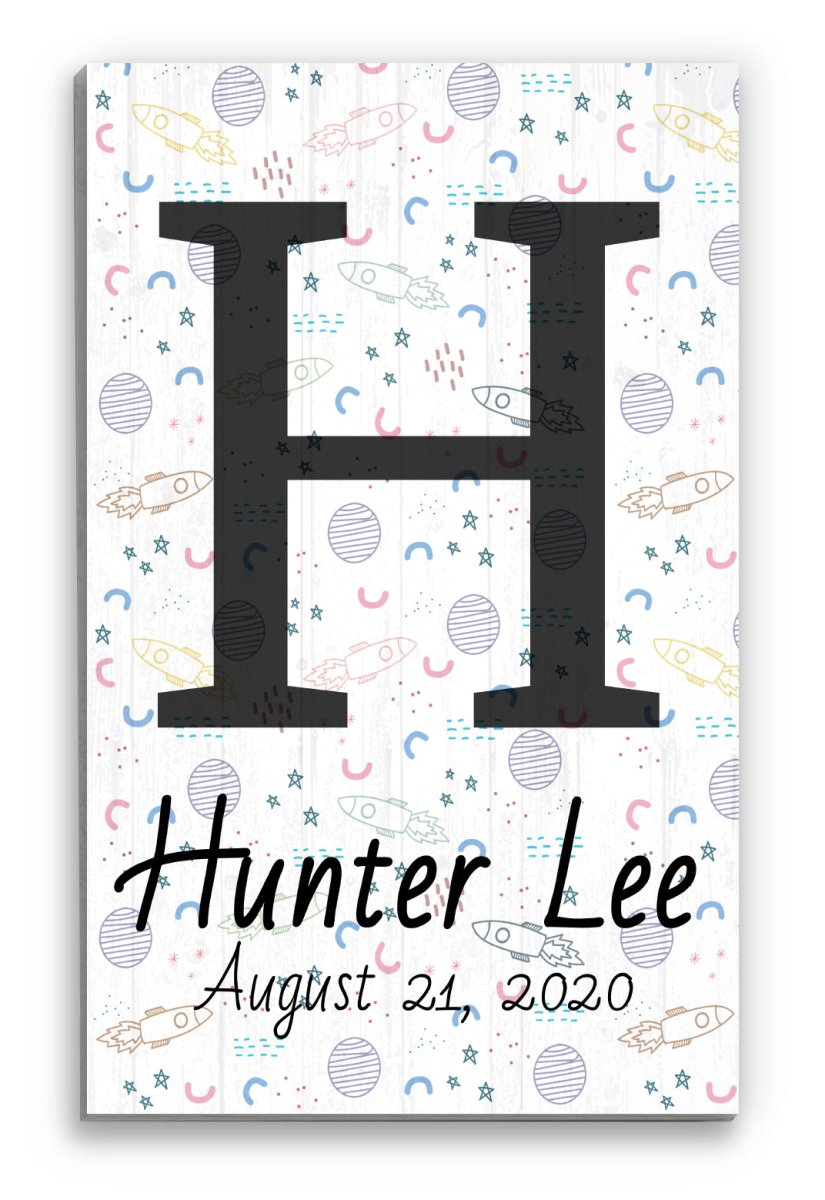Space Theme Personalized Child's Monogram Name Sign Nursery Bedroom Decoration