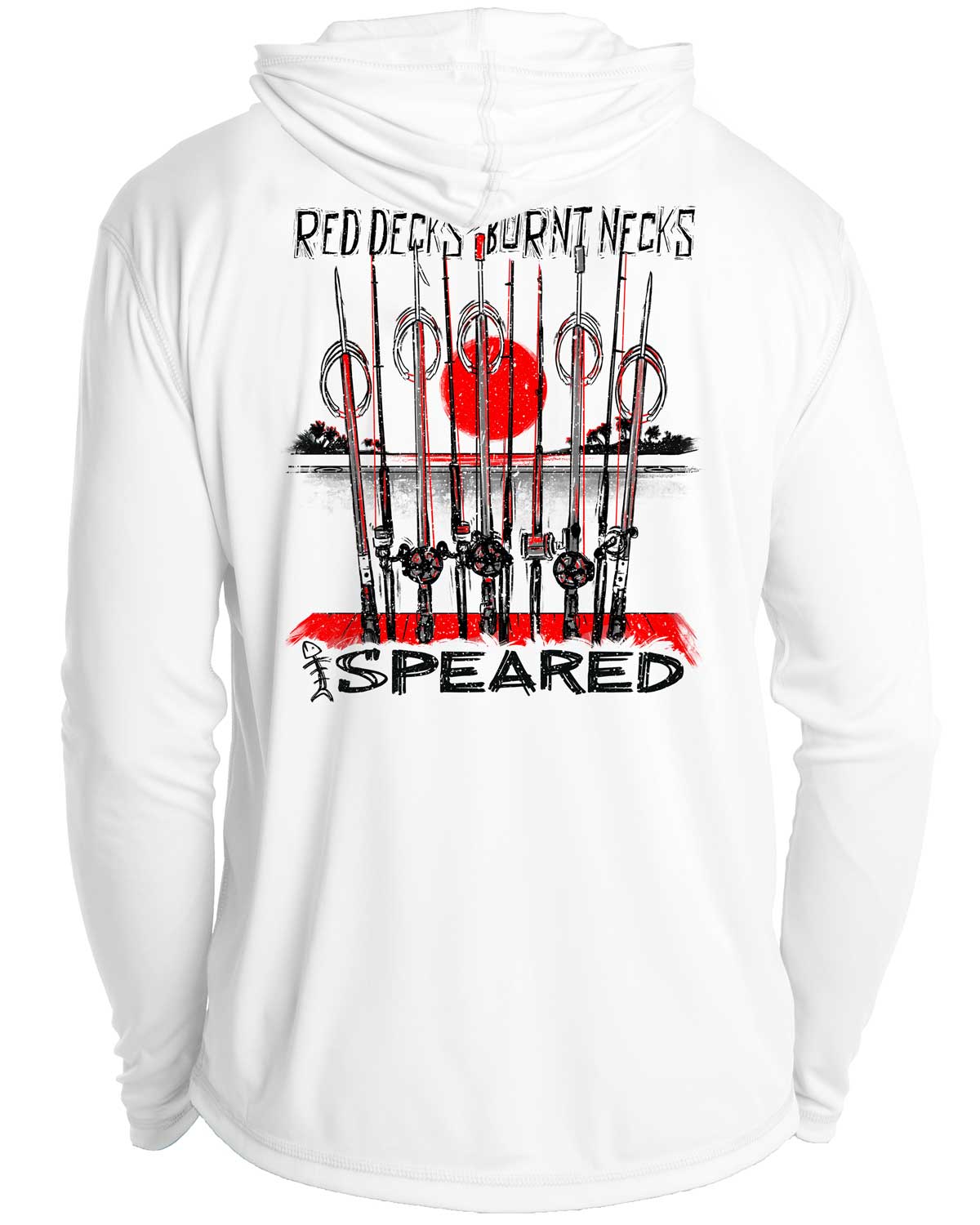 Red Decks, Burnt Necks Spearfishing UV Hoodie: Mens