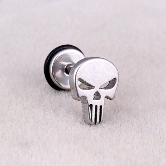 Spooky Stainless Steel Skull Stud Earrings