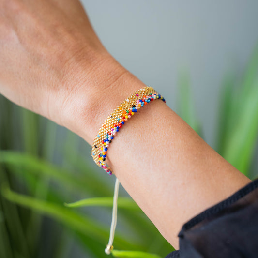 SPRINKLES - Rainbow Miyuki Seed Bead Adjustable Accent Bracelet