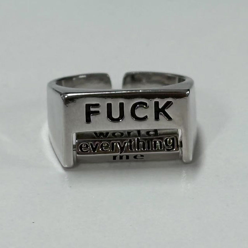 Square FUCK/LOVE Copper Rotatable Interactive Ring