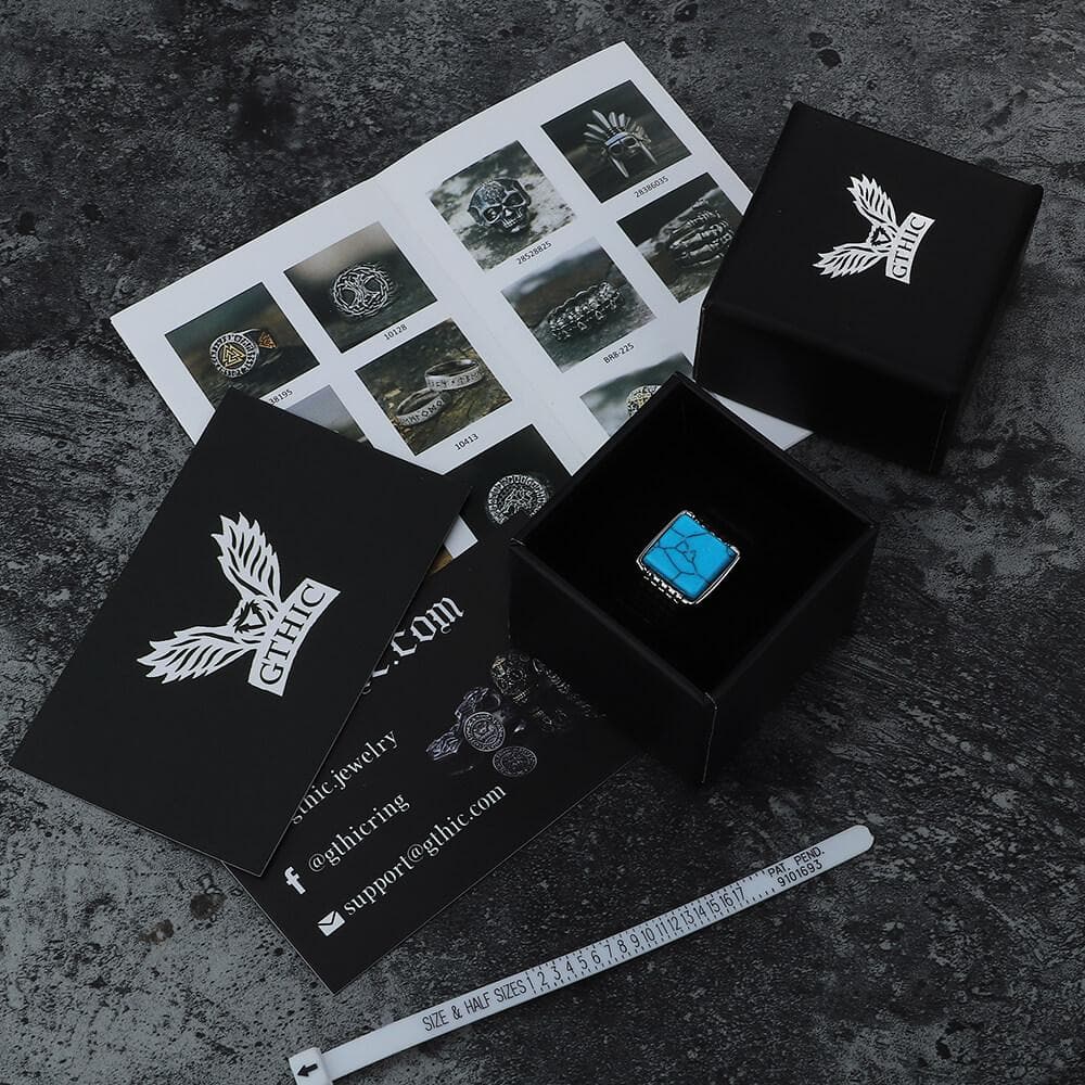 Square Turquoise Stainless Steel Ring