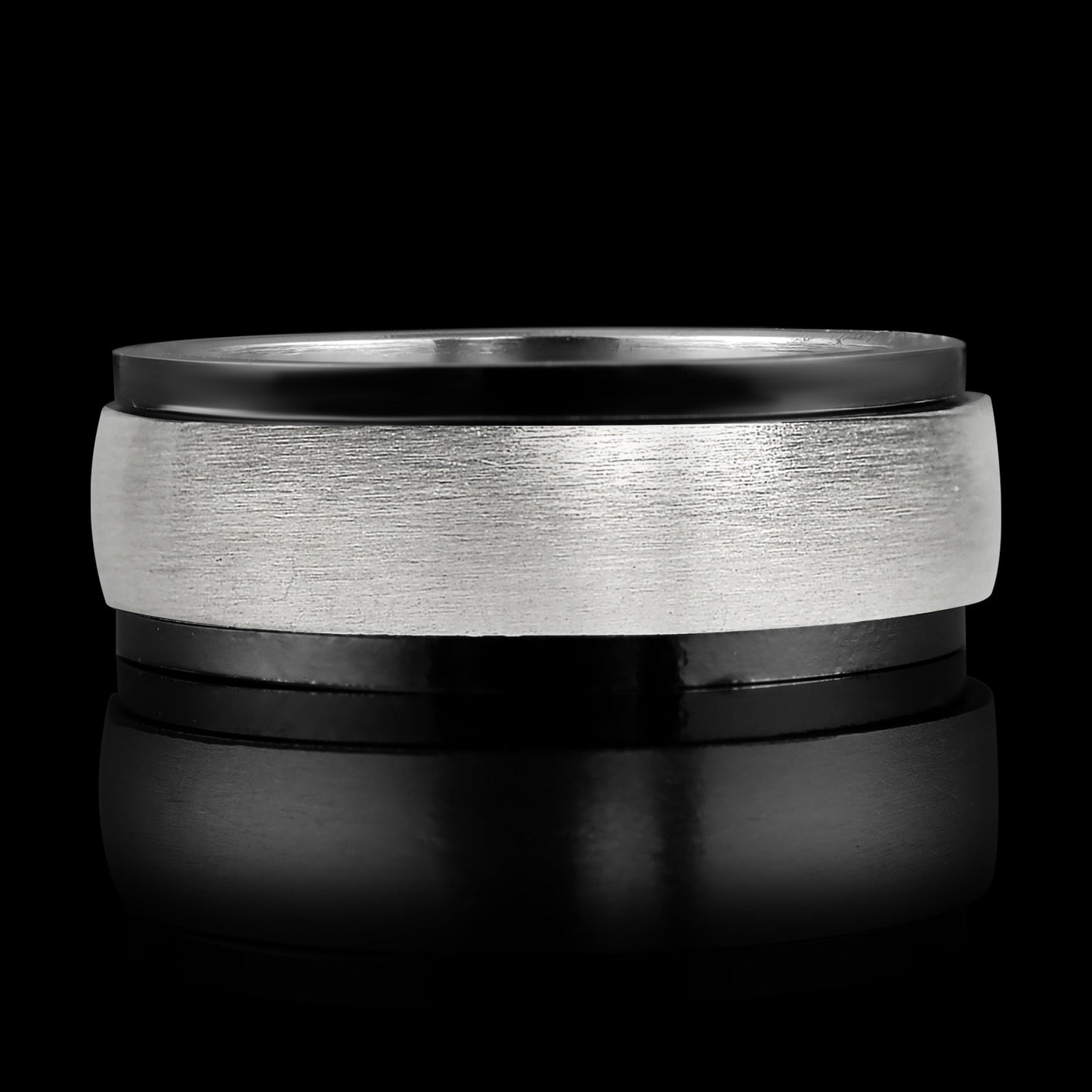 Polished Stainless Steel & Black Spinner Ring