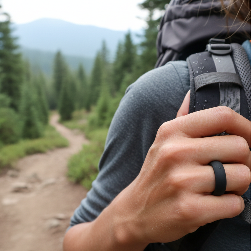 SEAL Silicone Ring for Men and Women Black Comfort Fit Hypoallergenic Thorsten - 8mm