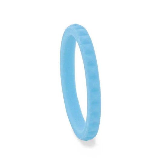 LUKA Stackable Faceted Silicone Ring for Women Light Blue Comfort Fit Hypoallergenic Thorsten - 2mm