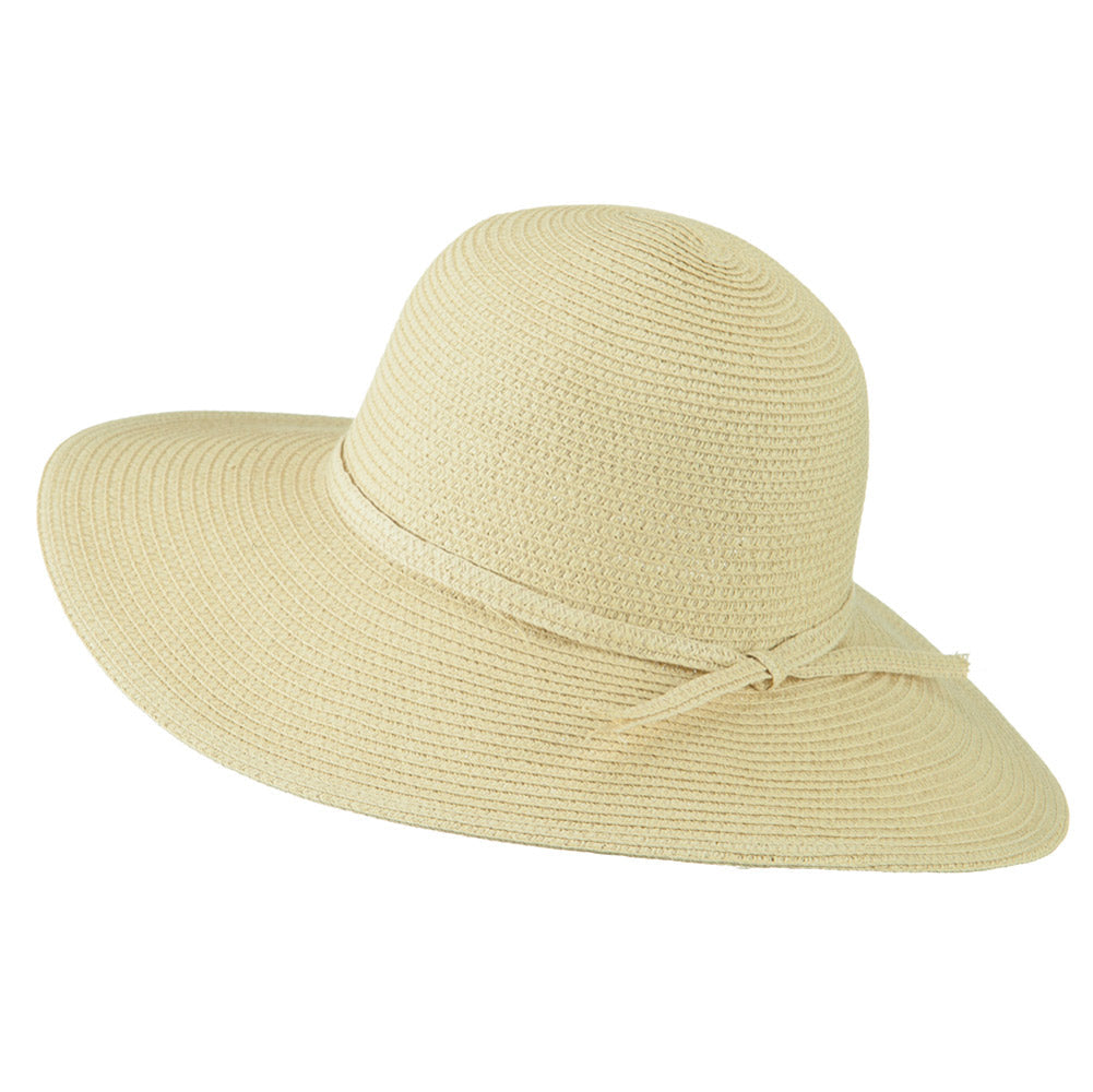 Paper Braid Flat Brim Self Tie Hat