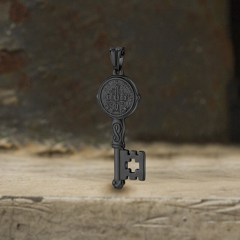 St. Benedict Medal Key Stainless Steel Pendant