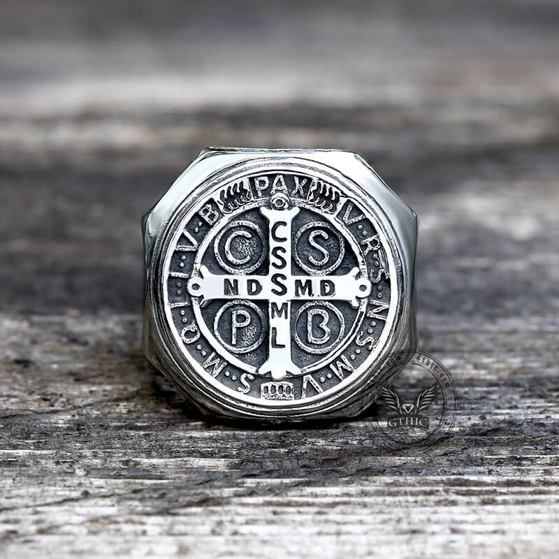 St. Benedict Medal Stainless Steel Christian Ring