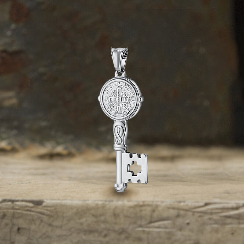 St. Benedict Medal Key Stainless Steel Pendant