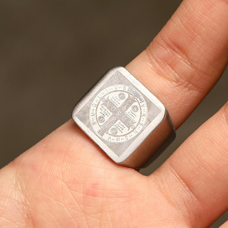 St. Benedict Cross Stainless Steel Christian Ring
