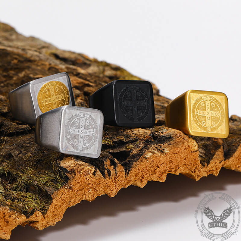 St. Benedict Cross Stainless Steel Christian Ring
