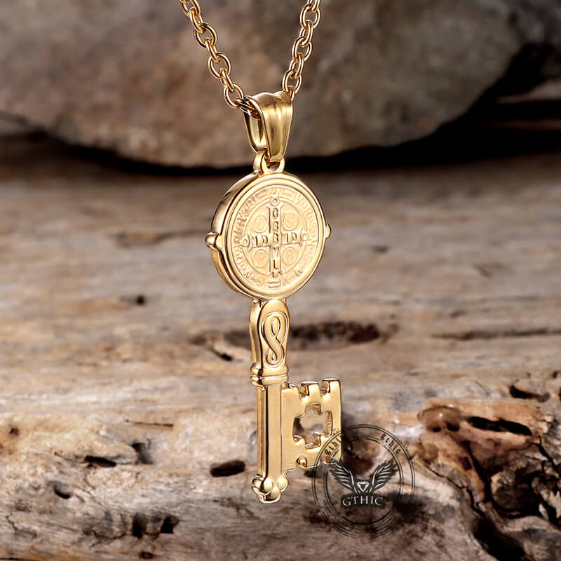 St. Benedict Medal Key Stainless Steel Pendant