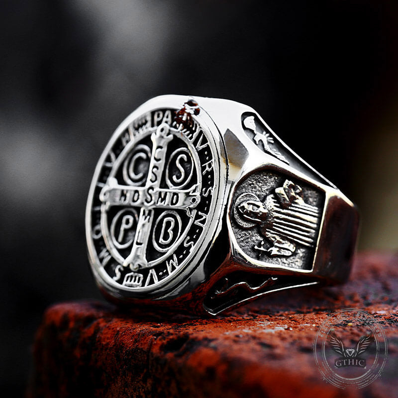 St. Benedict Medal Stainless Steel Christian Ring