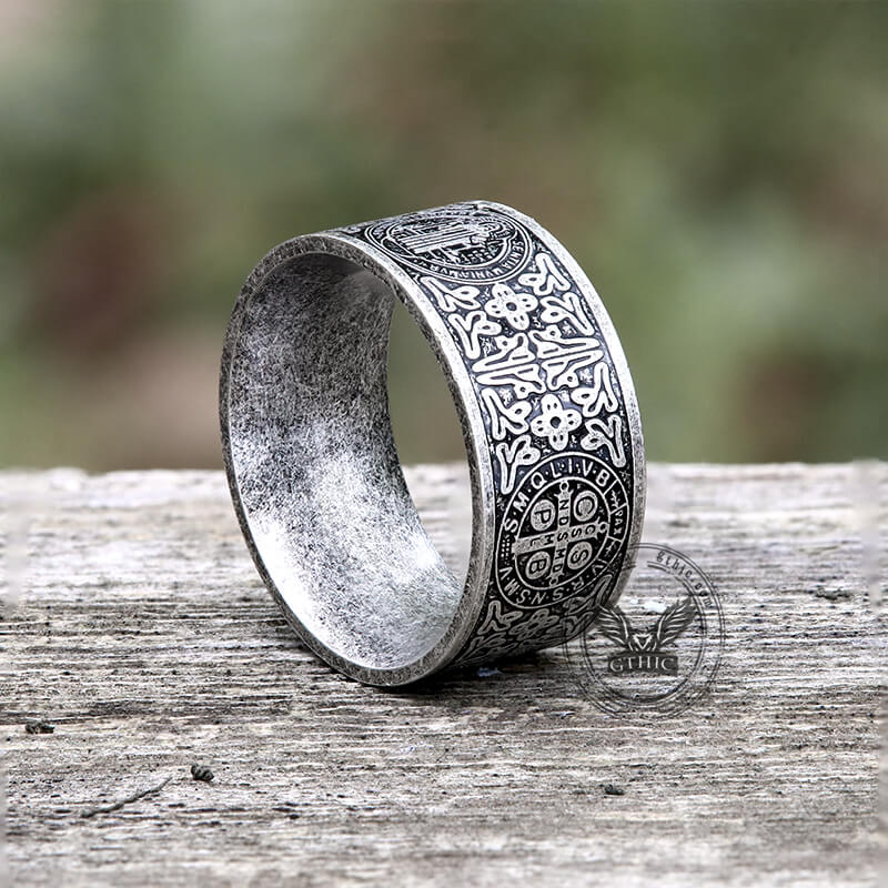 St. Benedict Medal Stainless Steel Cross Ring